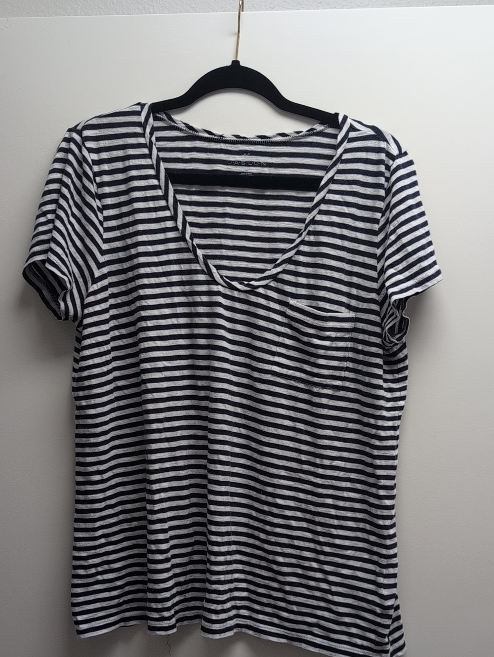 Caslon Striped V-Neck Pocket Tee XL